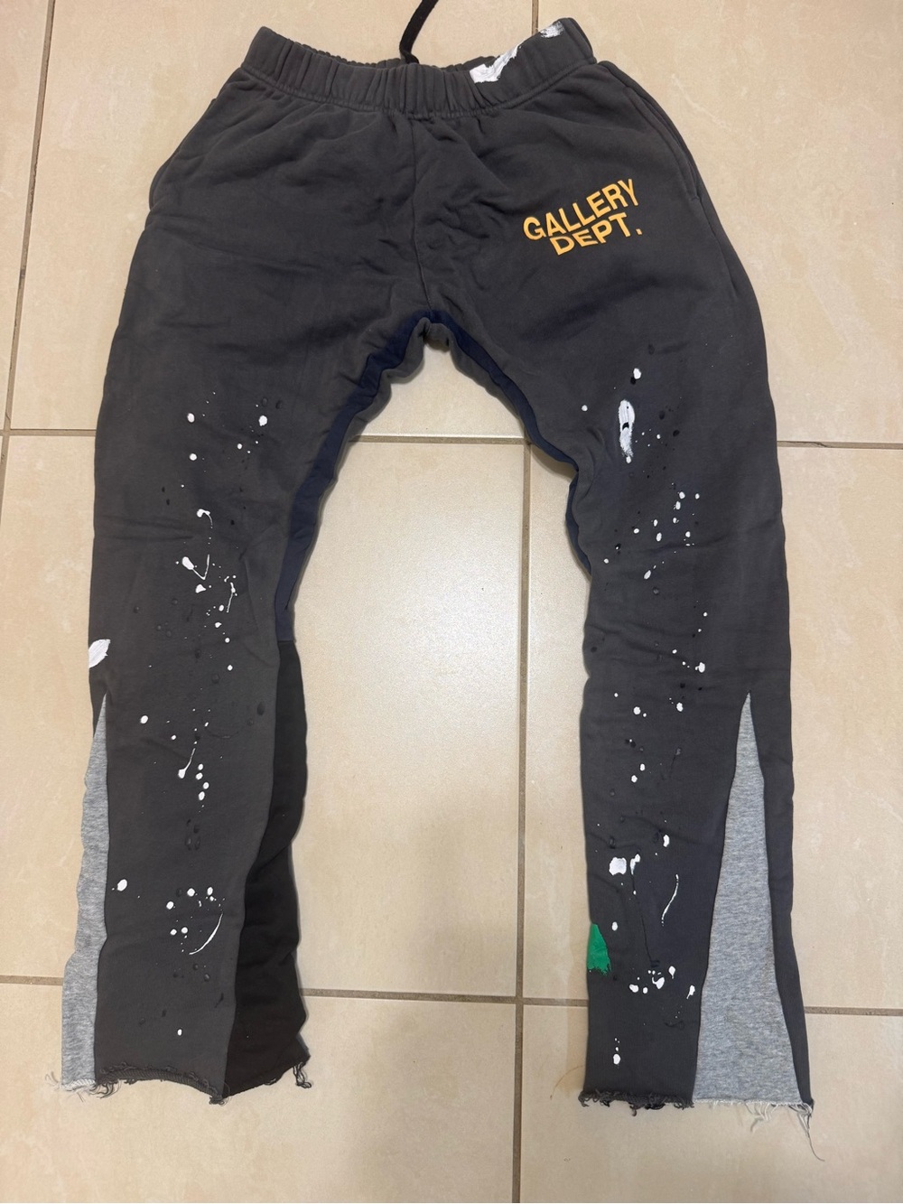 Gallery Dept Black Kids Paint-Splatter Joggers with Gray Panels